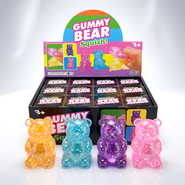 2.5" 100G  GOLD GLITTER AND SEQUINS GUMMY BEAR